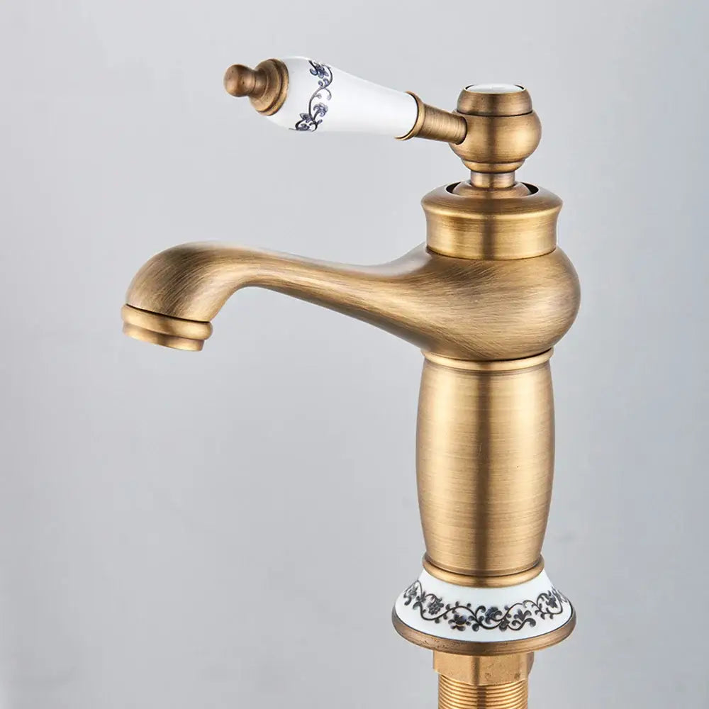 Antique brass ceramic handle kitchen sink faucet