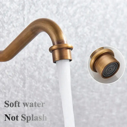 Antique brass ceramic handle kitchen sink faucet
