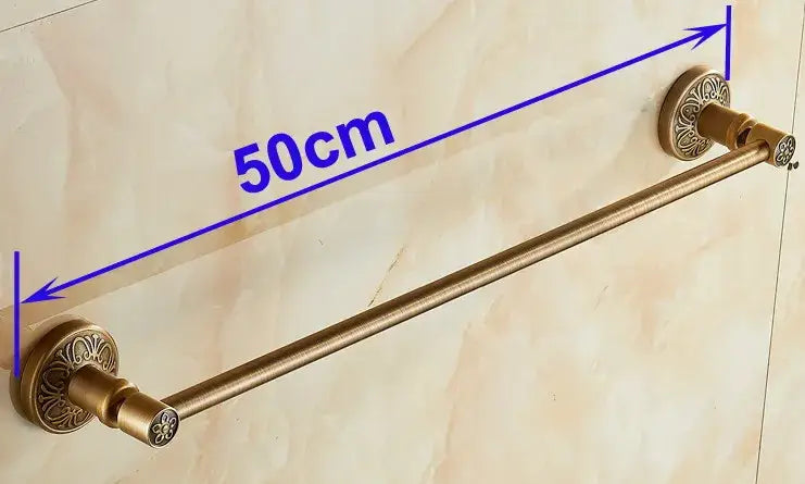 Antique brass floral engraved single towel bar bathroom rack