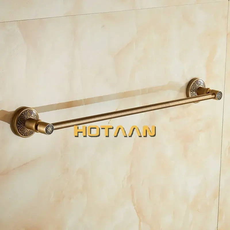 Antique brass floral engraved single towel bar bathroom rack