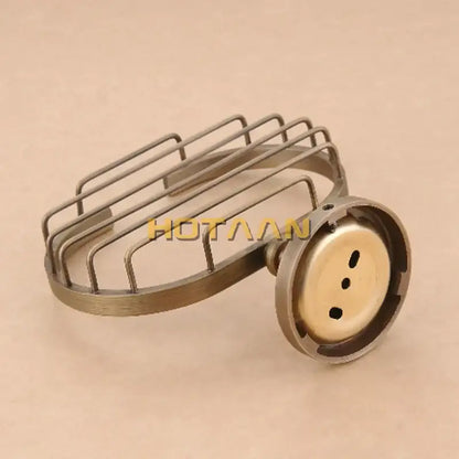 Antique brass soap holder woven wire basket bathroom dish