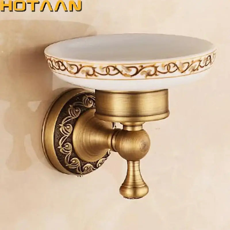 Antique brass soap holder with white marble – bathroom soap dish