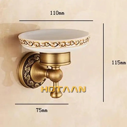 Antique brass soap holder with white marble – bathroom soap dish