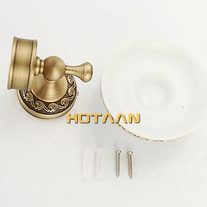 Antique brass soap holder with white marble – bathroom soap dish