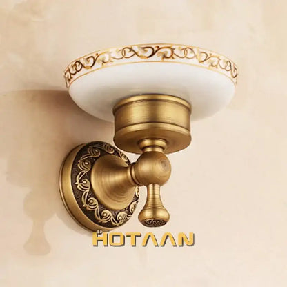 Antique brass soap holder with white marble – bathroom soap dish