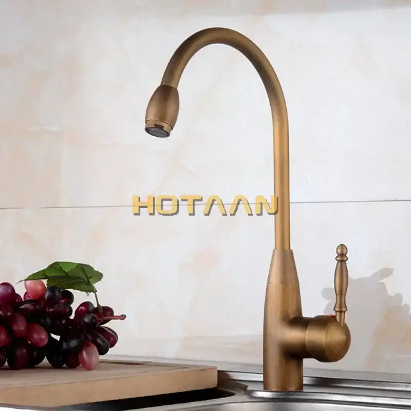 Antique brass basin mixer tap kitchen faucet with swivel spout