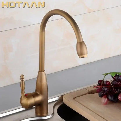 Antique brass basin mixer tap kitchen faucet with swivel spout