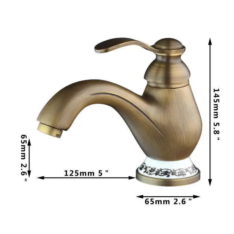 Antique brass swivel bathroom faucet with crystal handle