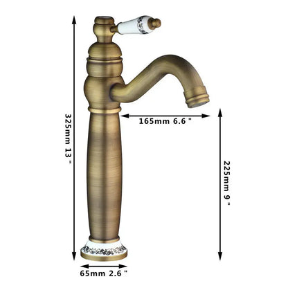Antique brass swivel bathroom faucet with crystal handle