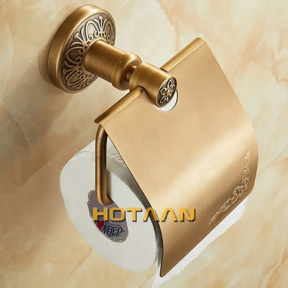 Antique brass toilet paper holder ornate bathroom wall mount