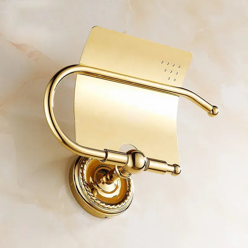 Antique brass toilet paper holder – bathroom ornate rope detail