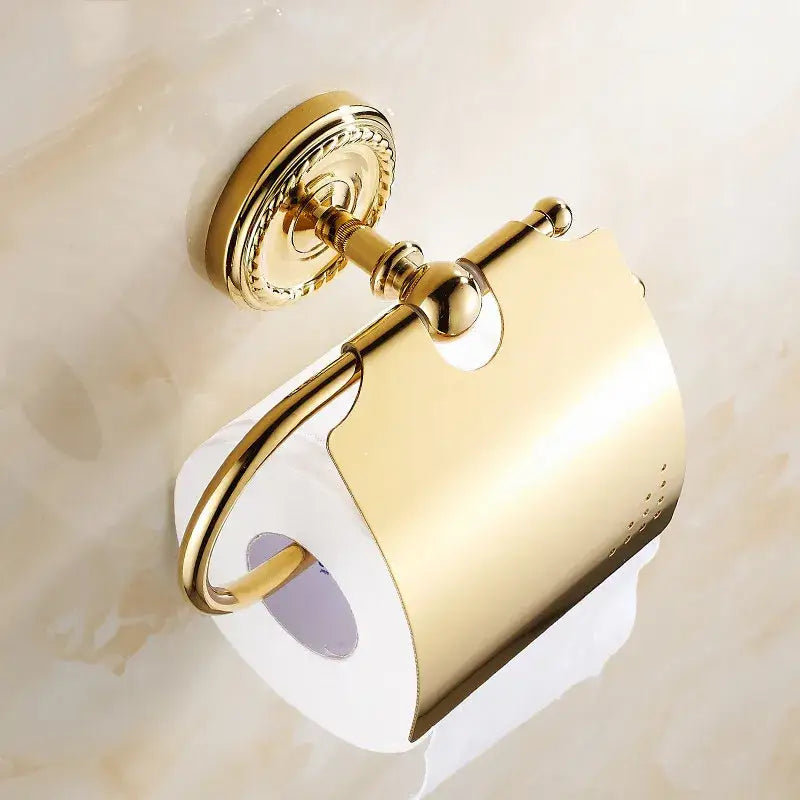 Antique brass toilet paper holder – bathroom ornate rope detail