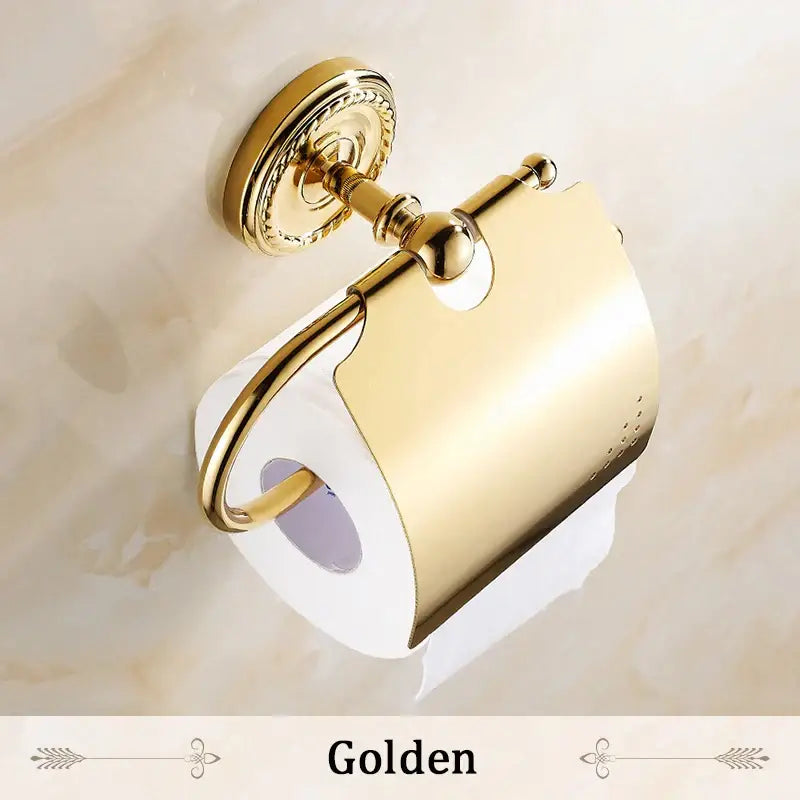 Antique brass toilet paper holder – bathroom ornate rope detail