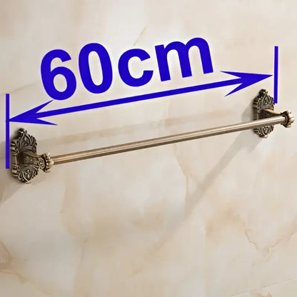 Ornate antique brass towel bar bathroom wall mounted scrollwork rack
