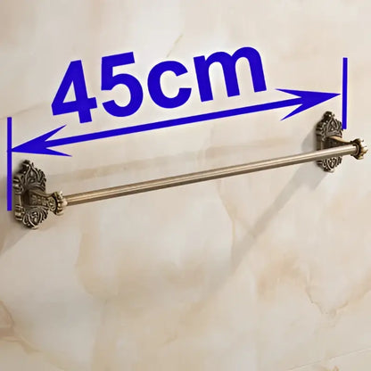 Ornate antique brass towel bar bathroom wall mounted scrollwork rack