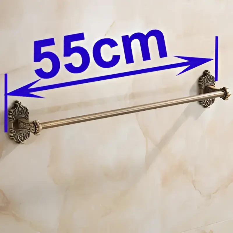 Ornate antique brass towel bar bathroom wall mounted scrollwork rack