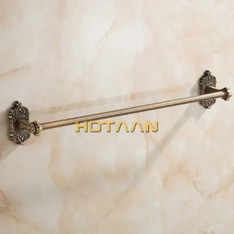 Ornate antique brass towel bar bathroom wall mounted scrollwork rack