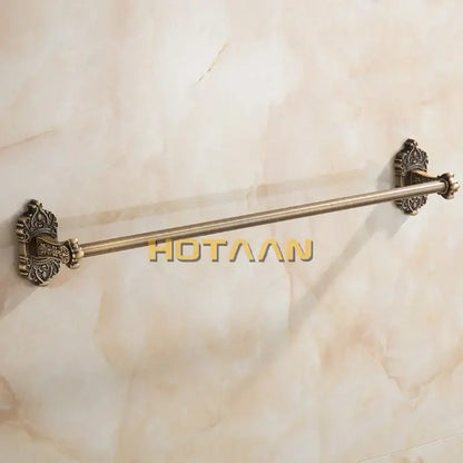 Ornate antique brass towel bar bathroom wall mounted scrollwork rack