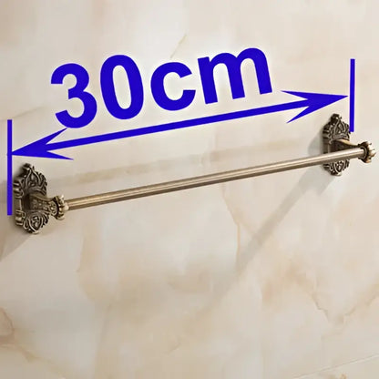 Ornate antique brass towel bar bathroom wall mounted scrollwork rack