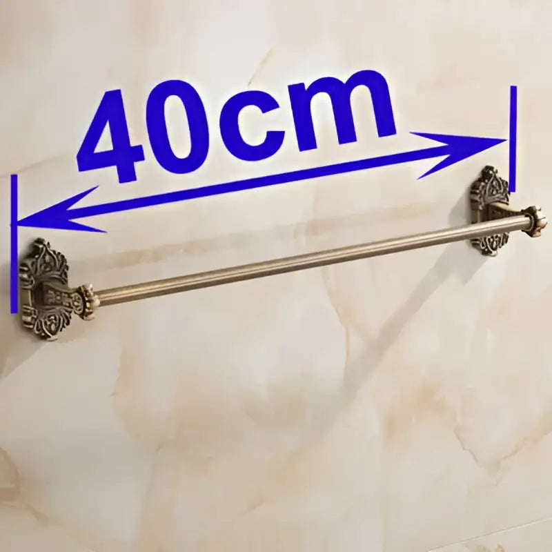Ornate antique brass towel bar bathroom wall mounted scrollwork rack