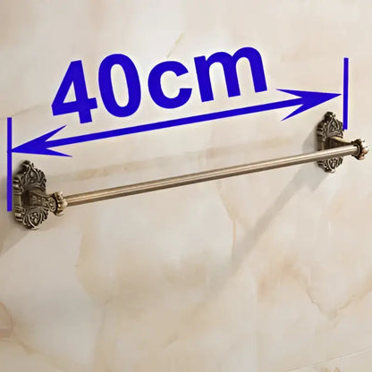 Ornate antique brass towel bar bathroom wall mounted scrollwork rack