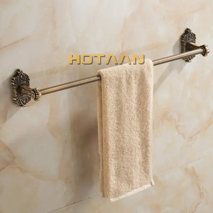 Ornate antique brass towel bar bathroom wall mounted scrollwork rack