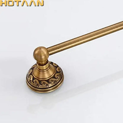 Antique brass ornate scrollwork single bar towel holder bathroom rack