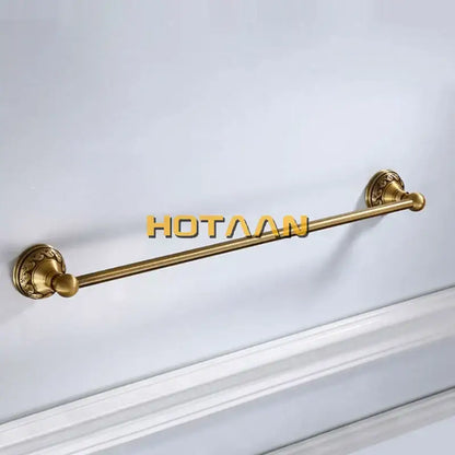 Antique brass ornate scrollwork single bar towel holder bathroom rack