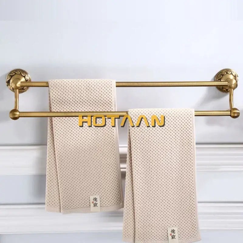 Antique brass floral single bar towel holder bathroom rack