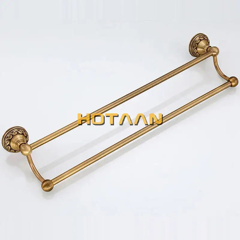 Antique brass floral single bar towel holder bathroom rack