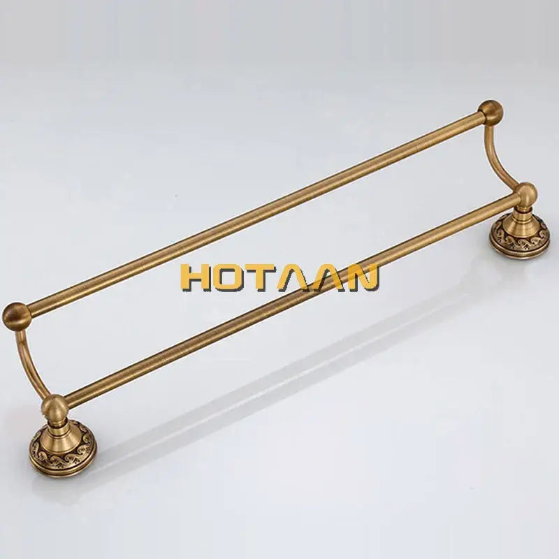 Antique brass floral single bar towel holder bathroom rack