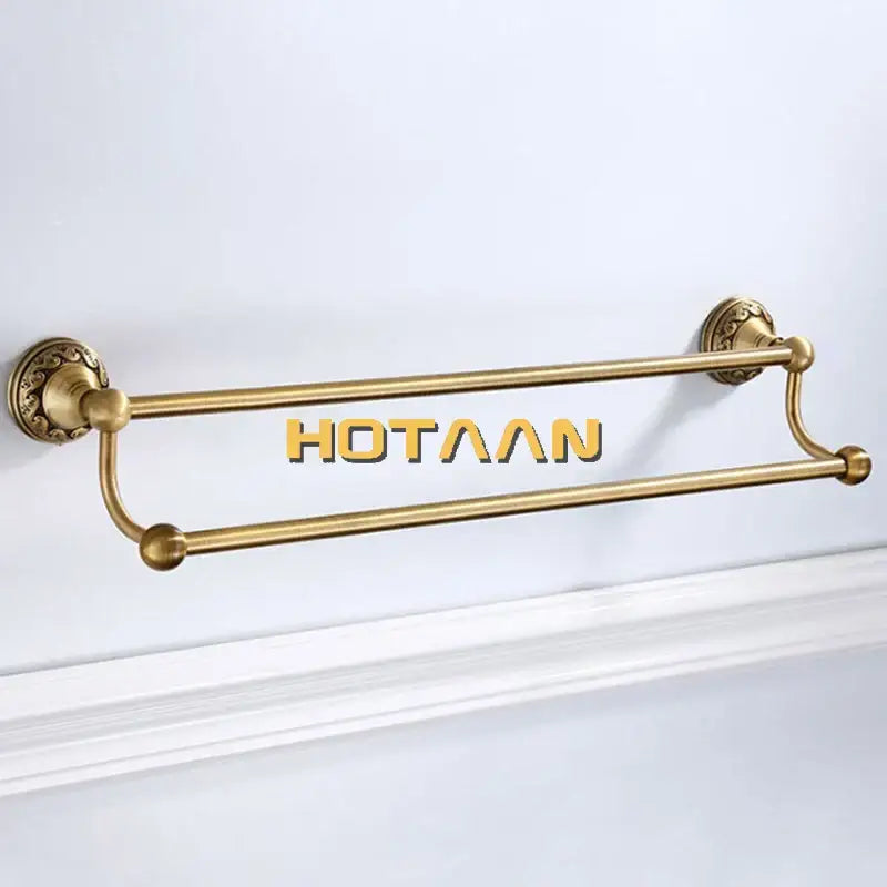 Antique brass floral single bar towel holder bathroom rack