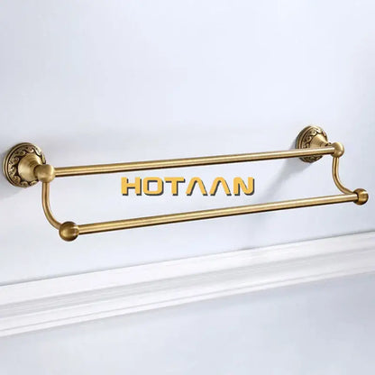 Antique brass floral single bar towel holder bathroom rack