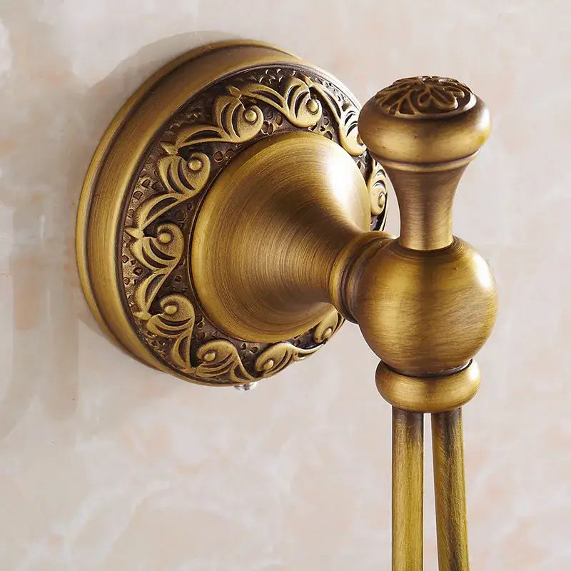 Antique brass floral brass towel hooks – bathroom wall mount rack