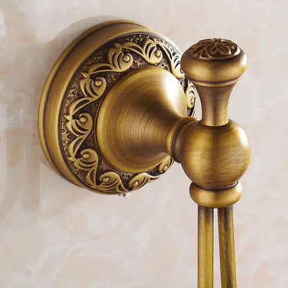Antique brass floral brass towel hooks – bathroom wall mount rack