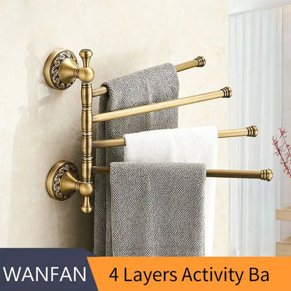 Antique brass 4-tier towel rack bathroom wall shelf holder bars