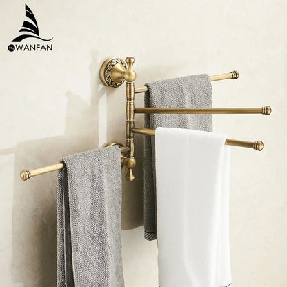 Antique brass 4-tier towel rack bathroom wall shelf holder bars