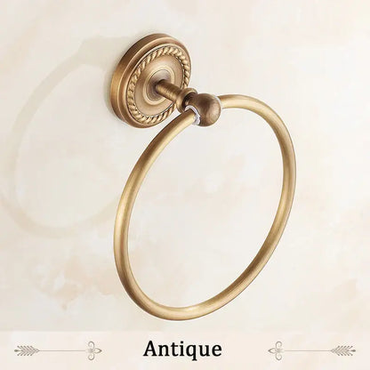 Antique brass rope textured towel ring bathroom wall rack
