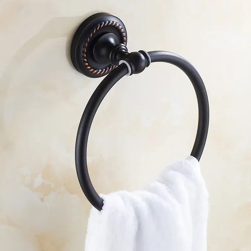 Antique brass rope textured towel ring bathroom wall rack