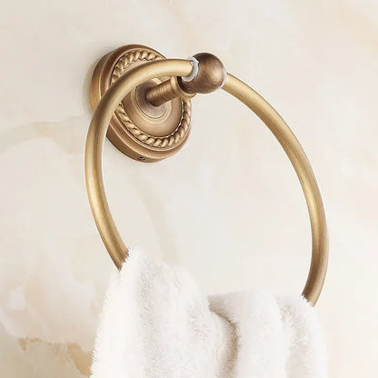 Antique brass rope textured towel ring bathroom wall rack