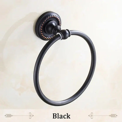Antique brass rope textured towel ring bathroom wall rack
