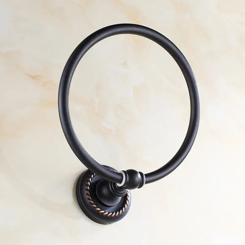 Antique brass rope textured towel ring bathroom wall rack