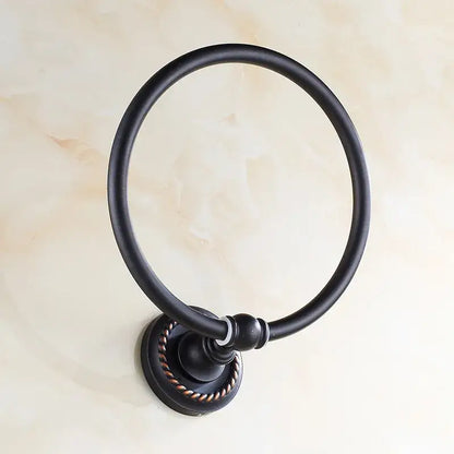 Antique brass rope textured towel ring bathroom wall rack