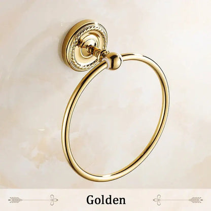 Antique brass rope textured towel ring bathroom wall rack