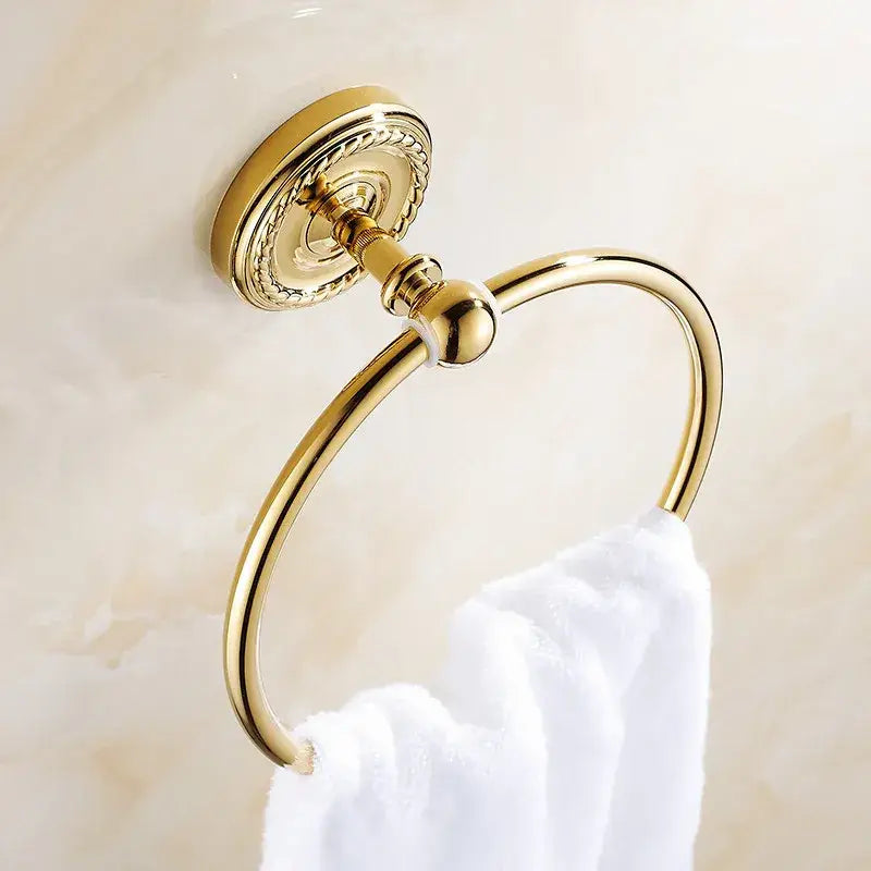 Antique brass rope textured towel ring bathroom wall rack