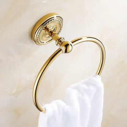 Antique brass rope textured towel ring bathroom wall rack