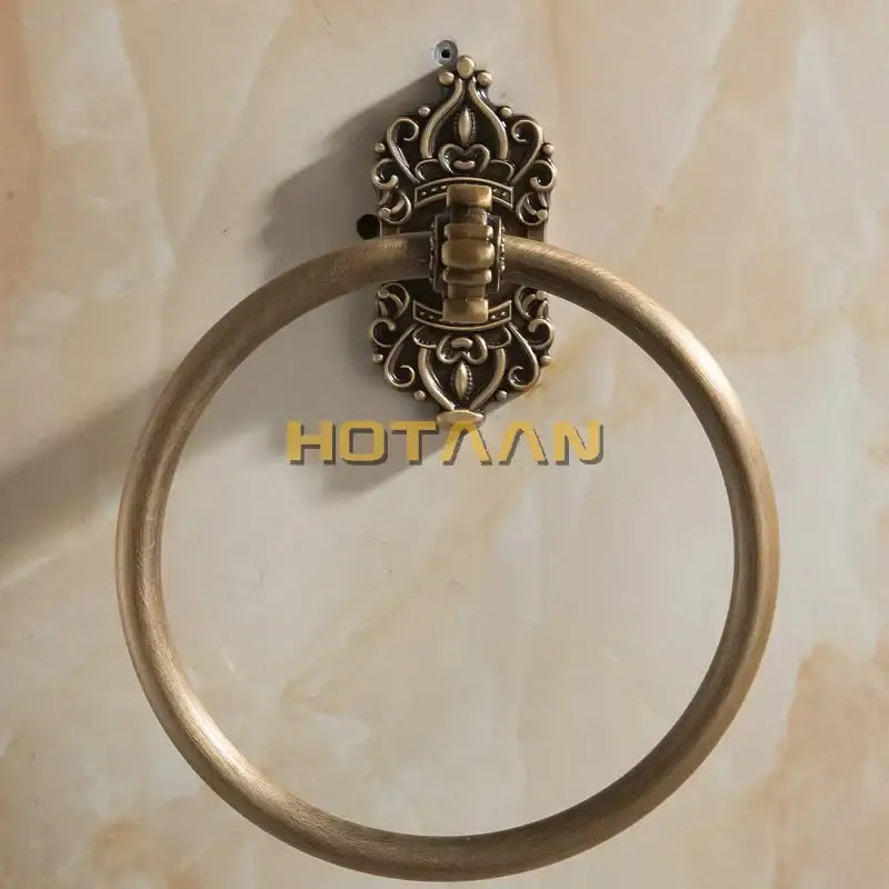 Antique brass scrollwork towel ring bathroom decorative holder