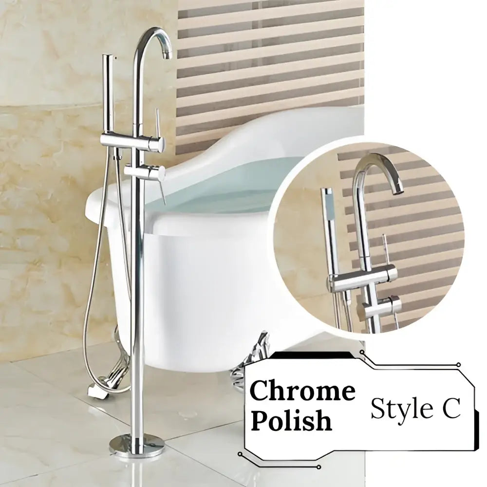 Antique brass swivel spout tub faucet with handheld shower bathroom