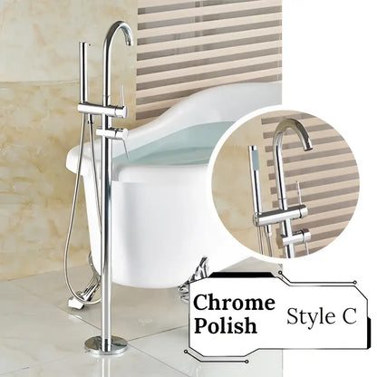 Antique brass swivel spout tub faucet with handheld shower bathroom