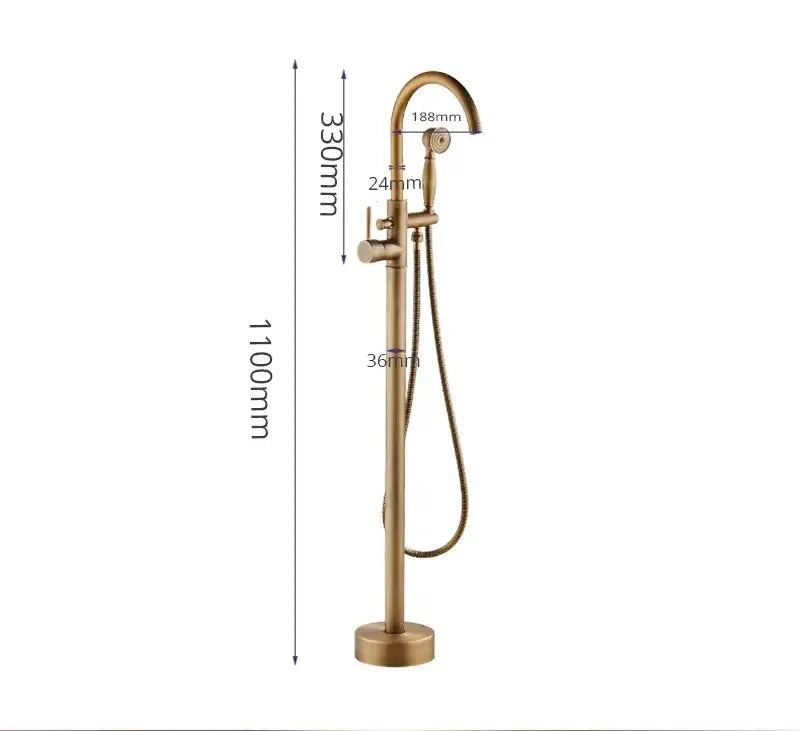 Antique brass swivel spout tub faucet with handheld shower bathroom